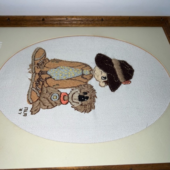 Needlepoint Boy & Dog Framed 1987 - Picture 5 of 9